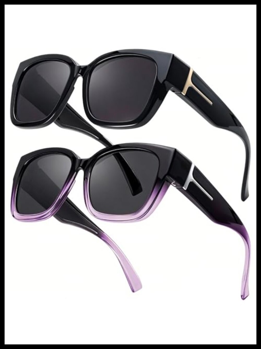 Polarized Fit Over Sunglasses for Women - UV Protection, Square Oversized